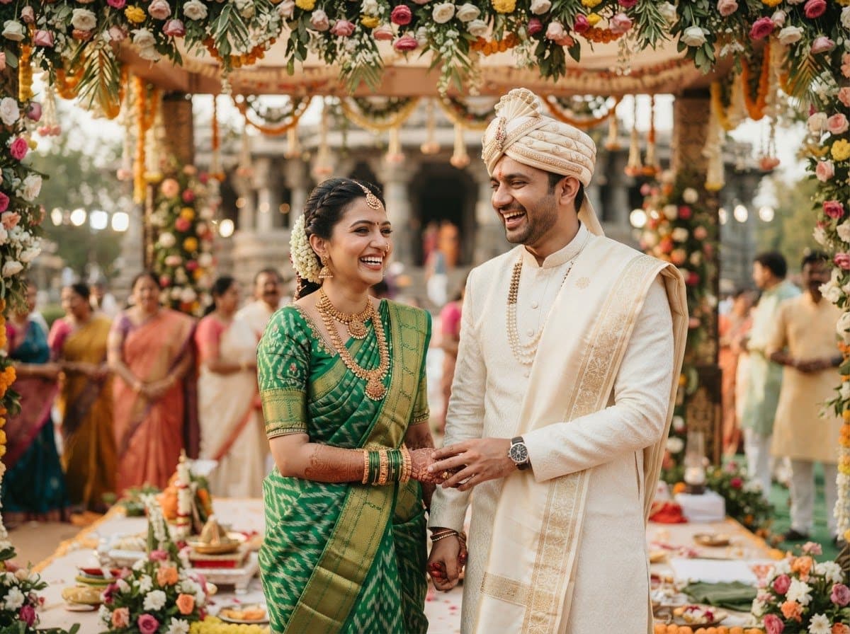 A Telangana couple at their wedding
